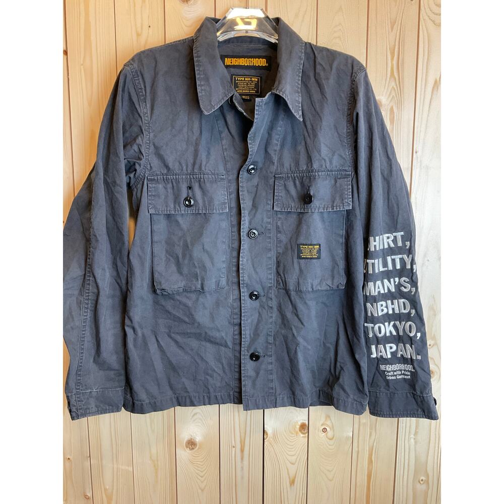 Neighborhood Button Up Shirt- Size Small- Gray/White